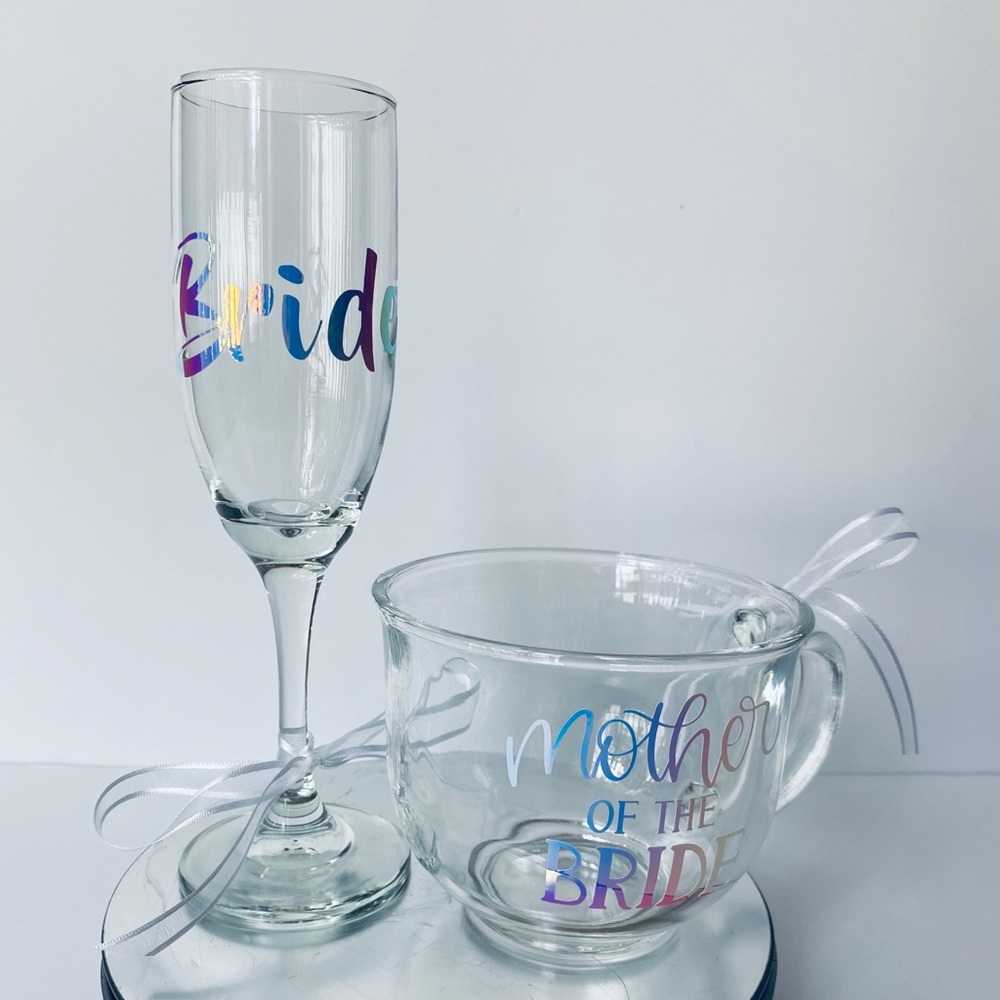Bridal Gift Set Champagne Glass and Coffee Mug - Picture 6 of 6